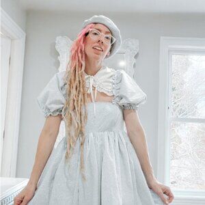 New York Couture Handmade One of a Kind Cottagecore Puff Sleeve Dress